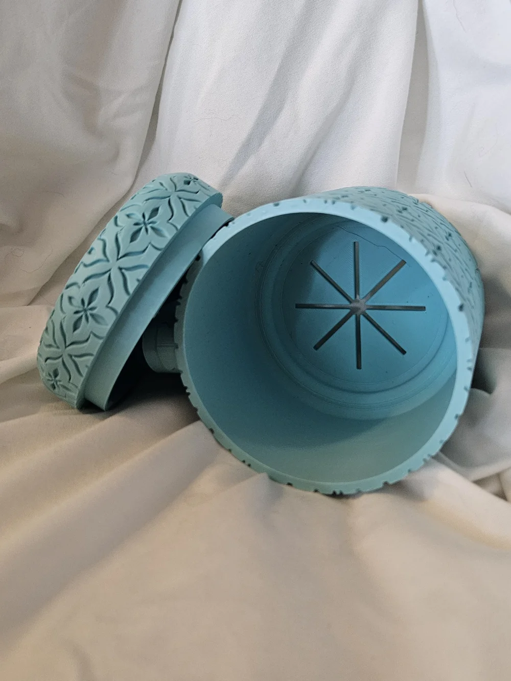 Decorative Teal Embossed Hanging Planter - 3d Printed